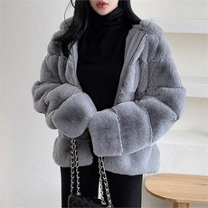 캣츠원피스 밍크 페이크퍼자켓 후드