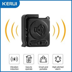 센서 120dB 감지기 KERUI 가방 가정 진동 초슬림 보안용 무선 자전거 방지 창문 도난 문짝 경보, 1개, 1) Black Vibration