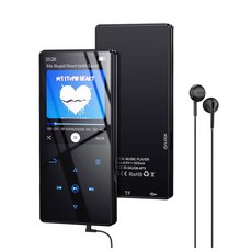 블루투스 5 2 내장 MP3 플레이어 HD 스피커 음악 FM 라디오 음성 녹음기 하이파이 사운드 전자책 기능 128GB, 16GB, Black