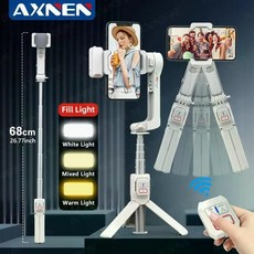 AXNEN A10 스마트폰 핸드헬드 짐벌 셀카 삼각대 라이트 아이폰 안드로이드 호환