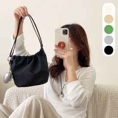 르베나 초경량 나일론 미니 크로스백 복조리 스트링 버킷백 핸드백