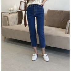 가을 간절기 진청 일자핏 데님 투버튼 청바지