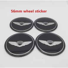 4pcs 56mm 60mm 제네시스 엠블럼 쿠페 로고 자동차 휠 캡 커버 센터 허브 배지 방진 스티커 스타일링 액세서리, 56mm 휠 스티커, 4개