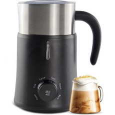 Irishom 우유 투입구 마개 현관문 5 in 1 전기 거품기 라떼 카푸치노 핫 초콜릿 용 24oz 700ml 온 냉 거품 메이커 보온기 500W 논 커피 Q1229067, 1개