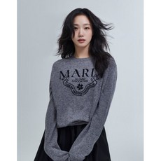 마르디 메크르디) 캐시미어 스웨터 엠블럼 그레이 블랙 CASHMERE CREW NECK ALUMNI CLASSIQUE_GREY BLACK 상품 이미지