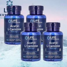 Life Extension 아세틸 L카르니틴 500mg 베지 캡슐 100정 LCarnitine 4통, 4개