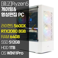 디오테라 AMD RyZen 5600X 게이밍 영상편집 PC 디아블로4 롤 오버워치2 로아 배그 컴퓨터 캐드 포토샵 프리미어 영상편집용 데스크탑 본체, 5600X/64GB/512GB+1TB/RTX2080