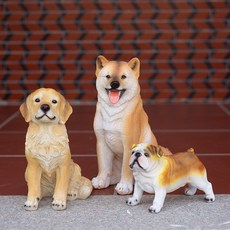 강아지 모형 시바견 리트리버 장식인형 조각상 귀여운 인테리어소품, 울프독 세 마리, 선택없음