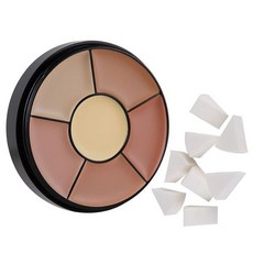 body makeup 페스티벌 분장실도구 메이콜리 6 섀도우 하이 커버 컨실러 타투 팔레트 멍 연령 반점 백반증 모반 흰색 메이크업 스펀지 8개 포함, 0.35 Ounce (Pack of 1), Concealer Palette, 1개