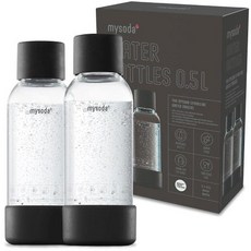Mysoda 탄산 병 2팩 05L 호환 Drink mate Wassermaxx Aqvia Sodapop 및 Levivo 퀵 락 재사용 가능한 병 뚜껑 및 베이스 목재 합성물로, 3) 2 x 0.5L Black, 2개