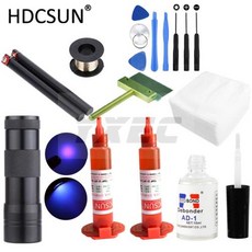에서 선박 us 16 in 1 ipad tp2500 UV 접착제 5ml UV 경화 빛 Uv 접착제 리무버 절단 와이어 옷 청소 도구 LCD 터치 스크린 수리, 1개