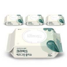 크리넥스 에코그린 100% 생분해 물티슈 캡형70매, 50g, 70매입, 12개