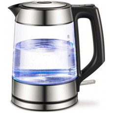 크리스마스 에코 글라스 전기 케틀 1.7L 코드리스 워터 케틀(파란색 LED 점등) 고속 끓는 차 물 케틀, 단일옵션