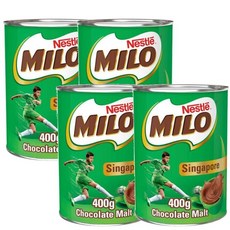 Milo 마일로 초코우유 파우더 캔 (싱가폴) 400g x4캔, 4개