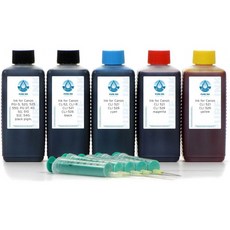 5x100 ml PureInk 리필 잉크 Canon PGI-520 PGI-525 CLI-521 CLI-526 프린터 카트리지와 호환되는 프, 단일상품