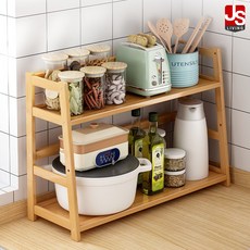 JS리빙 원목 주방 선반 2단 정리대 키친 인테리어 정리함 다용도 보조 수납장 부엌 양념통 정리 보관함 식탁 미니 수납 / JSLiving-MODEL: LIN-3753d-O9931, 1개