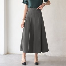 데일리앤 헬라 하이웨이스트 플레어 핀턱 플리츠 롱 스커트 주름치마 봄 가을