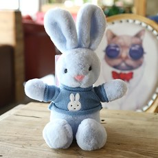 귀여운 토끼 털 인형 파파라치 선물 꾸러미 흰 토끼 인형 여자의 날 선물 인형 선물"., 블루 스웨터".