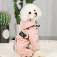 부투펫 강아지우비 방수 빛반사 비옷 레인코트, 핑크