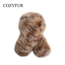 Cozyfu 여성 폭스 퍼 머플러 양면 겨울 호피 목도리 렉스 모피 토끼 숄