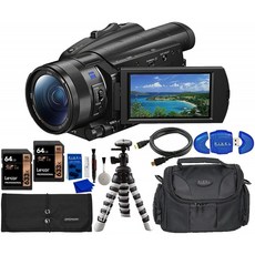 Sony FDR-AX700 4K 비디오 카메라 2X 64GB SDXC 카드 6 피트 HDMI 케이블 액세서리 롤업 가젯 백 유연한 삼각대 + 더보기, 단일옵션
