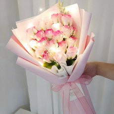올스타 비누꽃다발 +LED무드등+ 쇼핑백 세트, 20송이 로즈핑크, 1개 20송이 로즈핑크, 20개