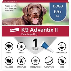  k9 advantix ii 초대형견용 벼룩 및 진드기 예방 4팩 55파운드 이상, 6 팩, 초대형견 전용 