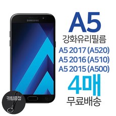 스톤스틸 4매 갤럭시 A5 2017 2016 2015 액정 강화유리 필름 키링 증정, 4매입