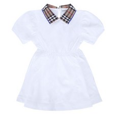 버버리키즈 버버리 24SS 키즈 체크 칼라 원피스 화이트 8078459 A1464