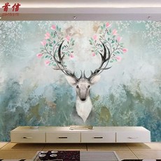 직구유닷컴 TV거실 노르딕 노루 티비 배경 인싸템 인테리어벽시트지 침실 뮤럴 가정용 헝겊 벽지 입체 벽보, 에코 뮤럴 전용 모찌 핑크 （아케이스
