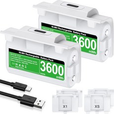 Xbox Series XSOne SXOne 엘리트 컨트롤러 Play 및 충전 키트 포함. 2x3600mWh X1 배터리 4x 커버 USB C 케이블, B102-White, 1개