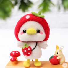 달빛S DIY 동물친구 양모펠트 키트(딸기오리) 취미용품, 1개