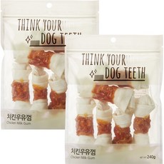 강아지 Think your dog teeth 치킨우유껌 중형 240g 6p, 치킨, 2개
