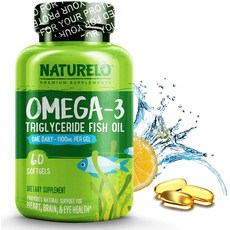 NATURELO Omega-3 Fish Oil 내츄렐로 오메가 3 피쉬오일, 60정, 확인, 60개