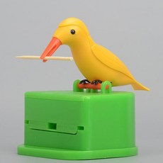 Others 새모양 원터치 이쑤시개 통 이쑤시새 요지통 보관함 케이스, 1개, 2.옐로우