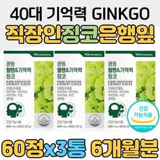 40대 직장인 작업 기억력 징코 은행잎 추출물 GINKGO 광동 혈행 비타민 B1 B2 B6 에너지 대사 생성 면역 아연 50대 회사원 남성 여성 남자 여자 뇌 건강 깜박 깜빡