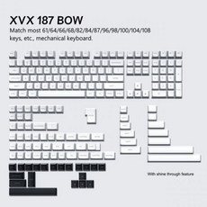 BOW 화이트 PBT 키캡 더블 샷 백라이트 XVX 체리 MX에 적합 Womier Anne Pro 2 식 게이밍 키보드 187 키, 04 187 key white
