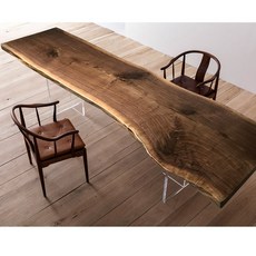 [해외]호두나무 우드슬랩 통나무 식탁, 220x70x75