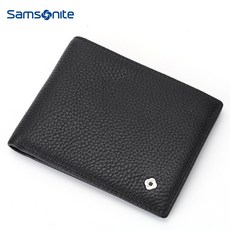 Samsonite 신 수려 (Samsonite) MERLE II 남성 클래식 쇼트 트랙 2 절 가로 소 가죽 지갑 다기 능 TK 7 * 09001 블랙