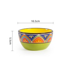 보헤미안 손으로 그린 라틴 시리즈 세라믹 식기 디너 플레이트 밥 그릇 세트, 1개, GREEN