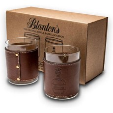 블랑톤 핸드메이드 Set of 가죽 Wrapped 위스키 안경 with Gift 박스