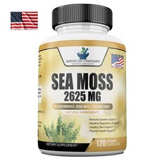 American Standard Sea Moss 바다이끼 2625mg 120캡슐, 1개