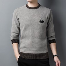밀크앤씨리얼 이너니트티 스웨터 남성 일체 두꺼운 융털 라운드넥 청년 조범 블러킹 자수이 모조금 밍크 퍼