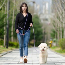무스비 핸즈프리리드줄 대형견 소형견리드줄, 블랙, 1개
