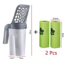 고양이 쓰레기 국자 삽 필터 깨끗한 변기 집기 상자 청소, With 2 rolls of bag, 1개, 없음, 1.With 2 rolls of ..