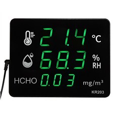 KR-203 국산 디지털 온습도계/HCHO/포름알데히드 측정기/탁상용 벽걸이 겸용/온도계/습도계,