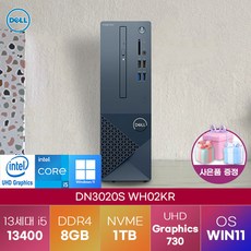 [ 사은품 증정 ] DELL 데스크탑 인스피론 3020 SFF 슬림 데스크탑 PC DN3020S-WH02KR i5-13400 용량 업 윈도우 11 델 가성비 데스크탑, 8GB, 1TB, Win 11 Home