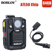 BOBOLOV HD 6602 64GB 1296P Ambarela Body Camera Wearable 20 LCD HDMI Police Mini 비디오 레코더외부 렌즈 포함 미니 캠코더, 없음