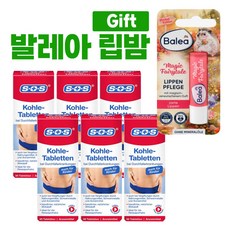 SOS 먹는 숯 30정 6박스 + 발레아 립밤 독소배출 독일 직배송, 6개, 30ml