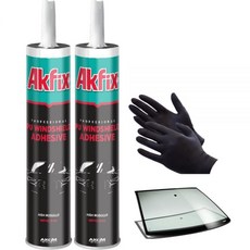 Akfix 윈드실드 마운트 접착제 - 솔기 실러 블랙 자동차 프레임 및 교체용 유리 창을 위한 폴리우레탄 오토 실런트 2팩 10.1온스. 카티지 PU 윈드실드-2 팩